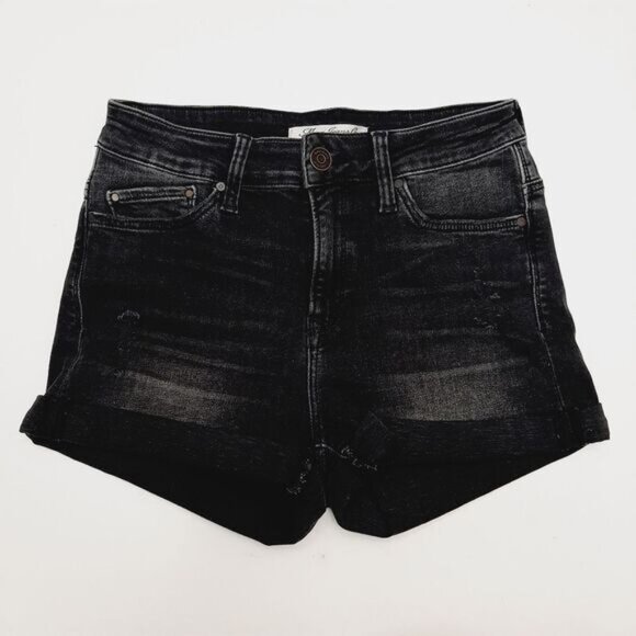 MAVI Jeans Co. High Rise Distressed Ripped Cuffed Hem Black Jean Shorts Sz 25 - Picture 14 of 14